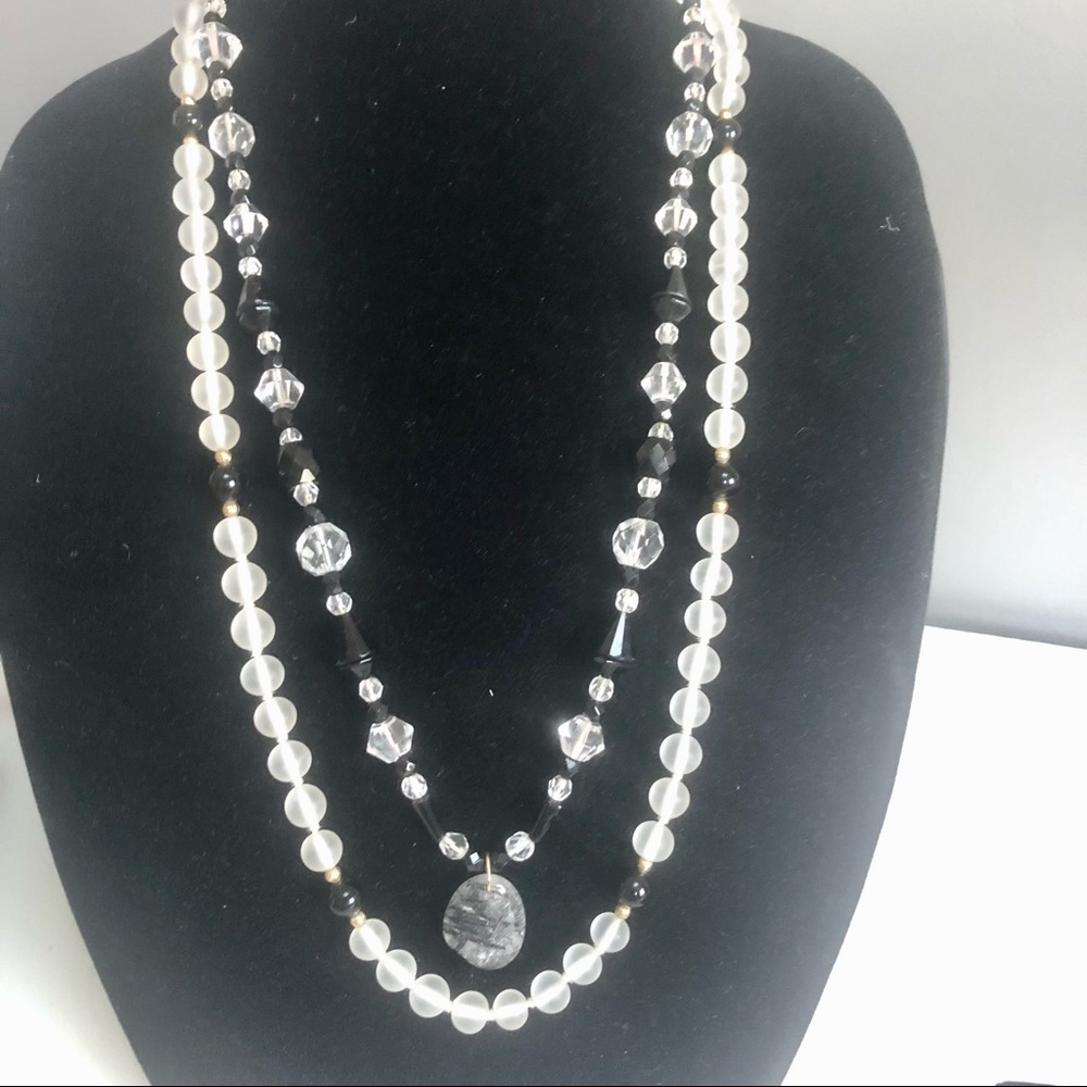 Two High Quality Vintage Necklaces, Reticulated Quartz 32”